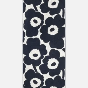 Unikko Badhandduk 70×150 cm Off white,dark blue Färg Id 851 Från Marimekko
