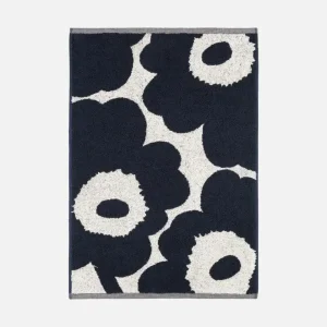 Unikko Badhandduk 50x70cm Off white,dark blue Färg Id 851 Från Marimekko