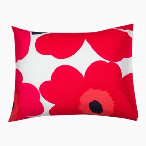 Unikko Örngott 50×60 cm White,Red, Färg Id 001 Från Marimekko