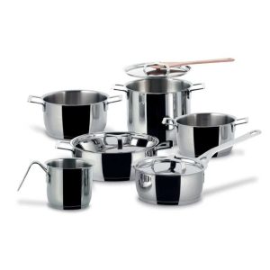 ”POTS&PANS Grytset 9-delar Spegelblankt Rostfritt Stål 18/10 Från Alessi, Design Jasper Morrison