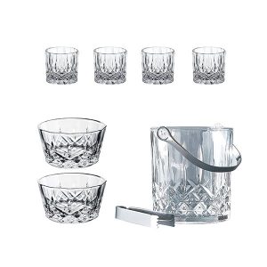 Bar-Set Harvey 7 delar,  4st x whiskyglas + 2 x mellanmålskål + 1 x ishink med handtag och istång från Aida